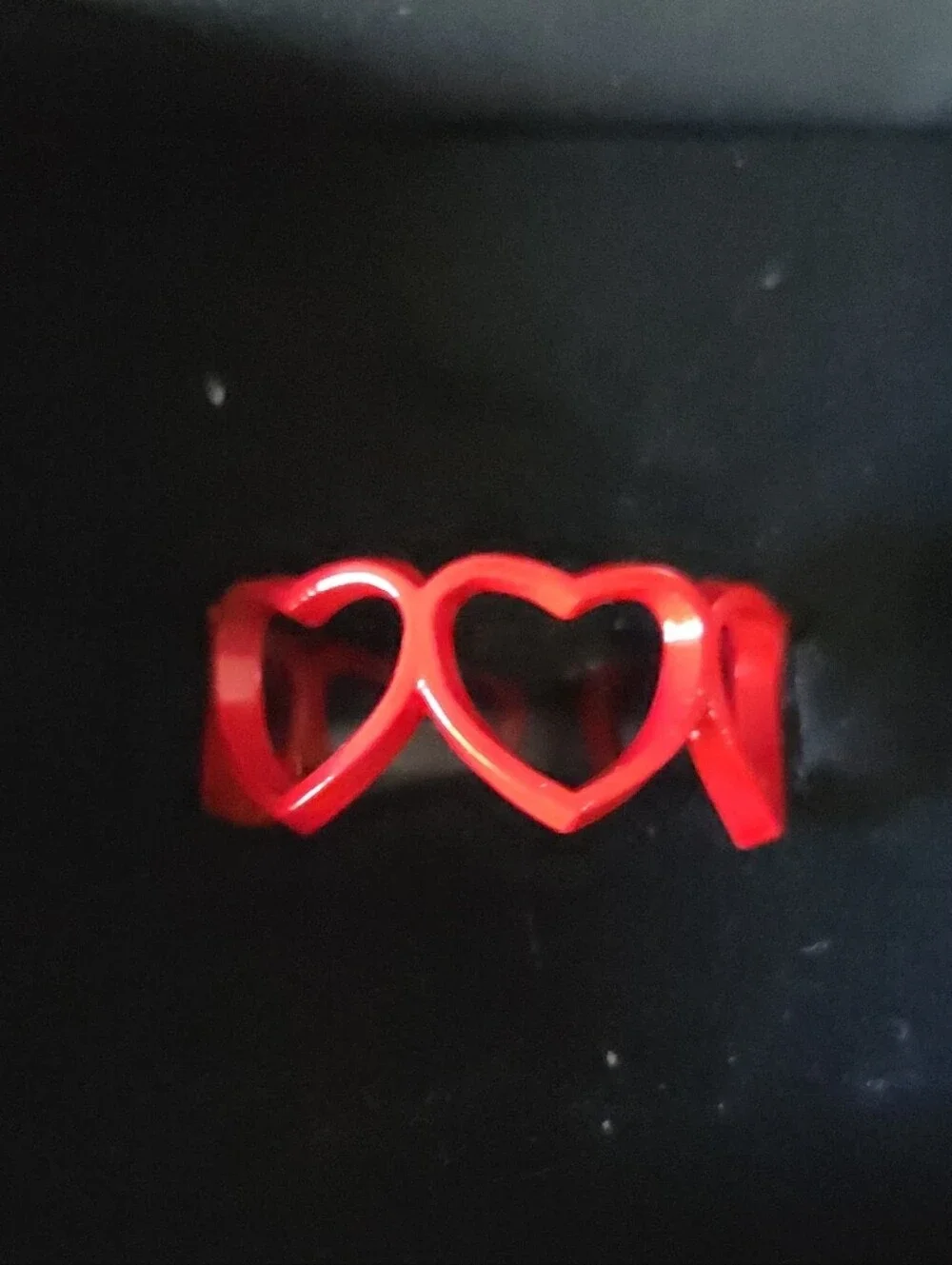 Red Heart Link Resin Ring - Women Jewelry Size 7 Adjustable